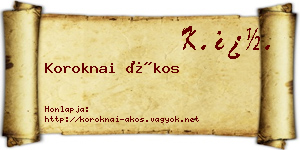 Koroknai Ákos névjegykártya
